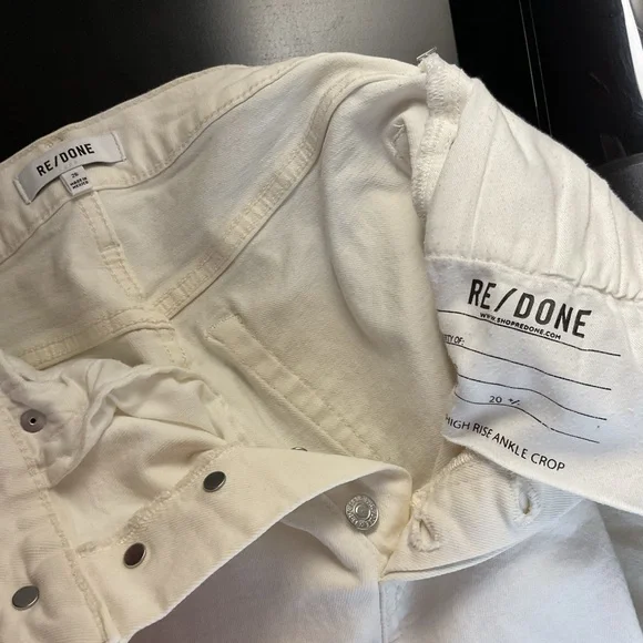 RE/DONE Orginals 90s High Rise Ankle Crop Vintage White 98% Cotton Size 26 - Picture 10 of 11